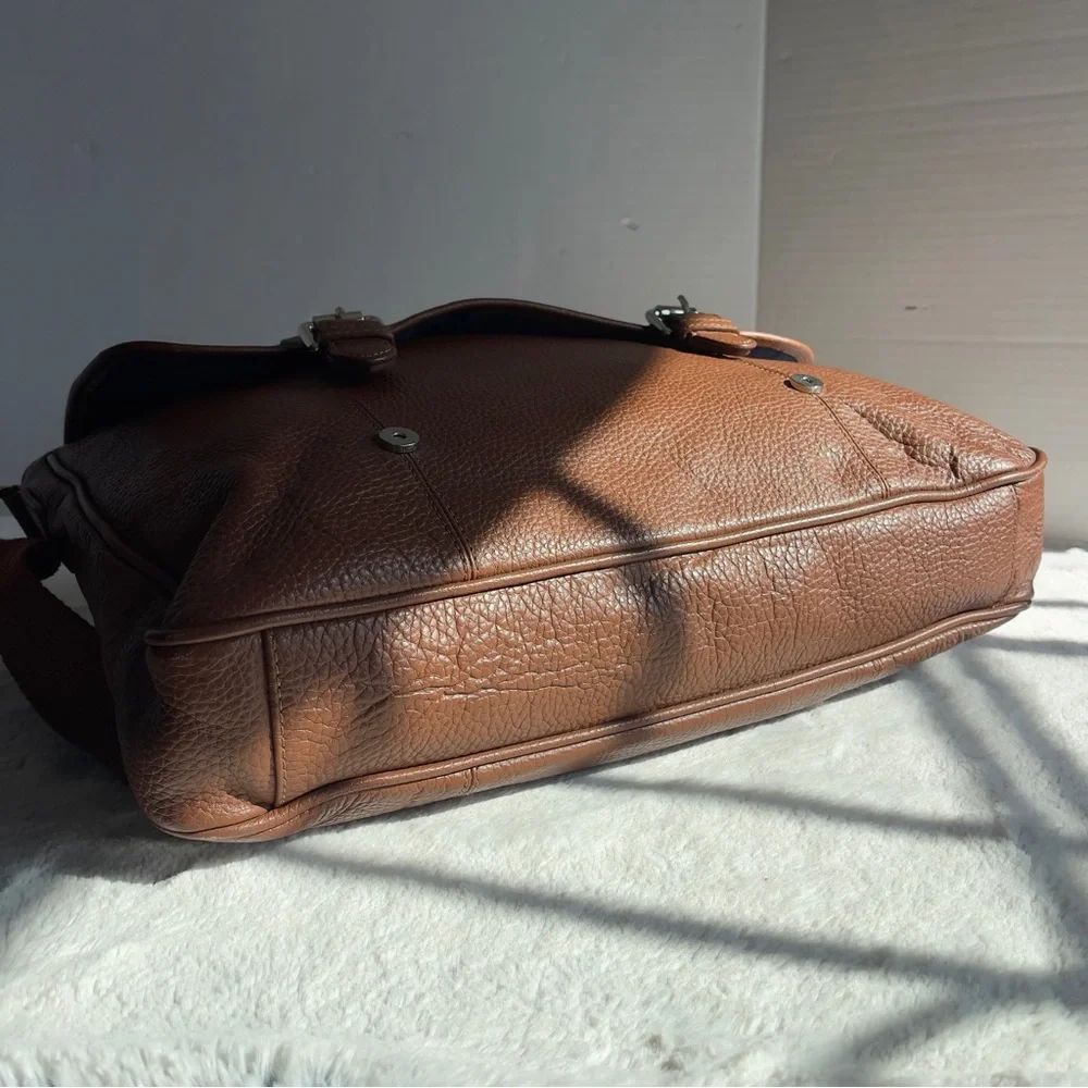Cole Haan Messenger Leather Bag‎ Flapover Laptop Briefcase Crossbody Brown